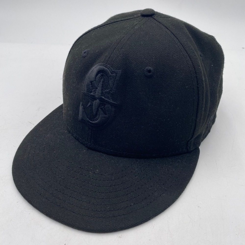 SEATTLE MARINERS New Era 59FIFTY Fitted Hat 7 1/4 Blackout Tonal MLB Baseball